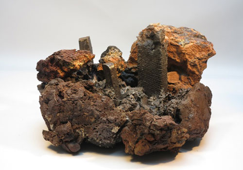 MINE MEMORY 2. mine spoil rocks, cast iron, ceramic 35cm long x 21cm high x 28cm deep