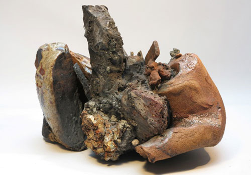 MINE MEMORY 3. mine spoil rocks, cast iron, ceramic 33cm long x 25cm high x 25cm deep