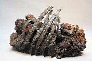 MINE MEMORY 8mine spoil rocks, cast iron, ceramic 43cm long x 22cm high x 28cm deep