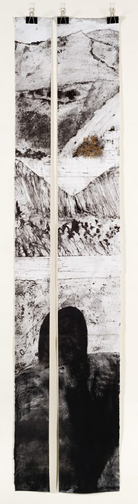 Cwmystwyth Mine Memory 2. 225 cm high x 50cm wide. Collograph Print