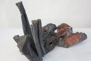 MINE MEMORY 9 mine spoil rocks, cast iron 70cm long x 25cm high x 20cm deep