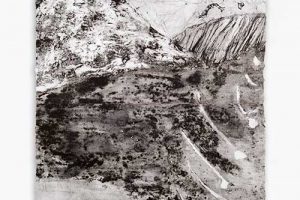 Plynlimon Mine Memory 4. 198 cm high x 70cm wide. Collograph Print