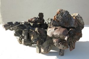 MINE MEMORY 12. mine spoil rocks and cast iron.  48cm long x 30cm high x 30cm deep