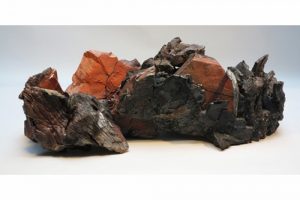 MINE MEMORY 13. mine spoil rocks, cast iron, ceramic.  88cm long x 30cm high x 30cm deep