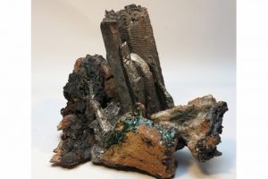 MINE MEMORY 22. mine spoil rocks, cast iron, ceramic. 48cm long x 30cm high x 30cm deep