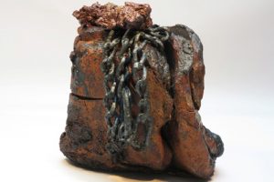 MINE SPOIL 4. mine spoil rocks, chain, ceramic 22cm long x 20cm high x 13cm deep