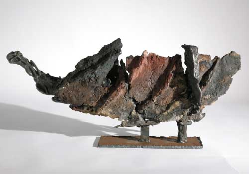 Death Boat 9. Size: 75cm long x 32cm high x 12cm wide Materials: Ceramic and Cast Iron, 2008