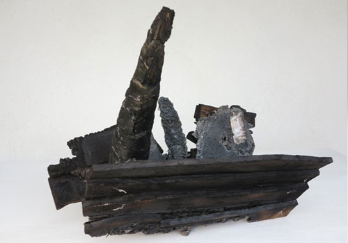 SPOILING WRECK. Cast iron and wood. 50cm long x 27cm high x 30cm deep